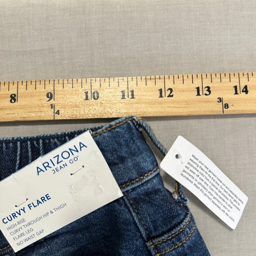 Arizona Womens 2 Curvy Flare Jeans Dark Wash High Rise No Waist Gap NEW